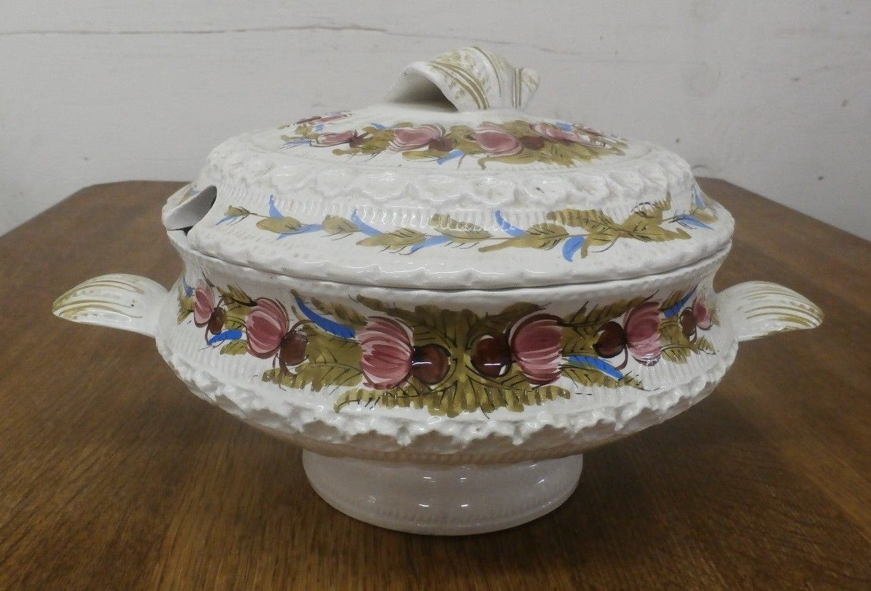 Italian Capodimonte 16" Tureen & Lid Hand Painted  Centerpiece