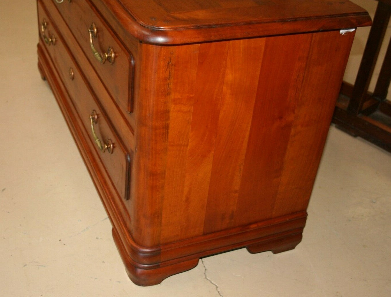 Antique French Provincial Louis Philippe Cherry Low Commode Chest of Drawers
