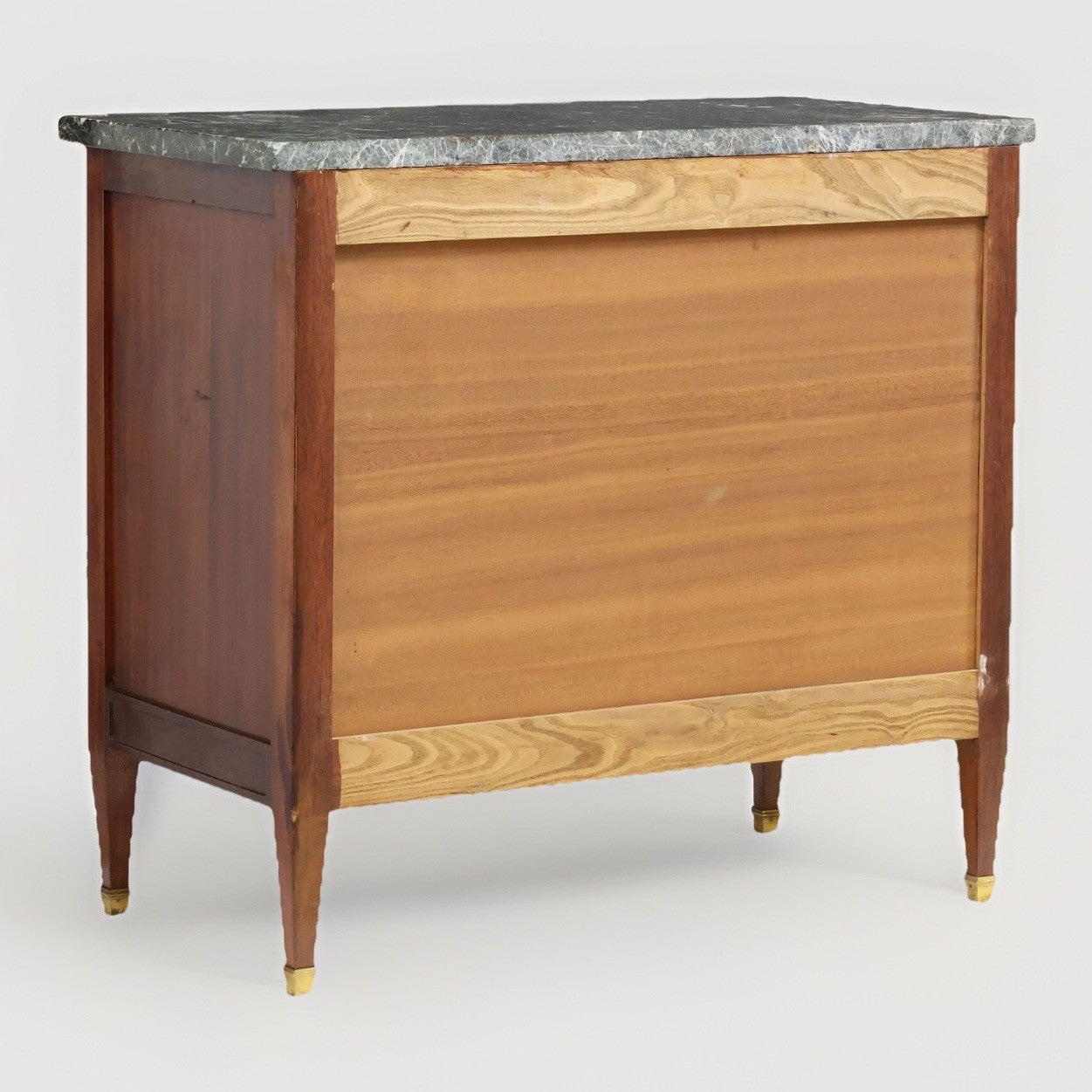 FRENCH LOUIS XVI STYLE MARBLE-TOP MAHOGANY COMMODE CHEST OF DRAWERS 36"Hx 39"W