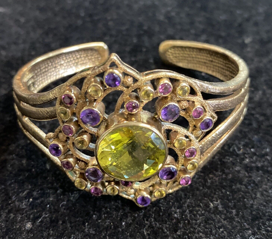 Nicky Butler RAJ Collection Limited Edition MultiGem 6 1/4" Cuff Bracelet Bronze