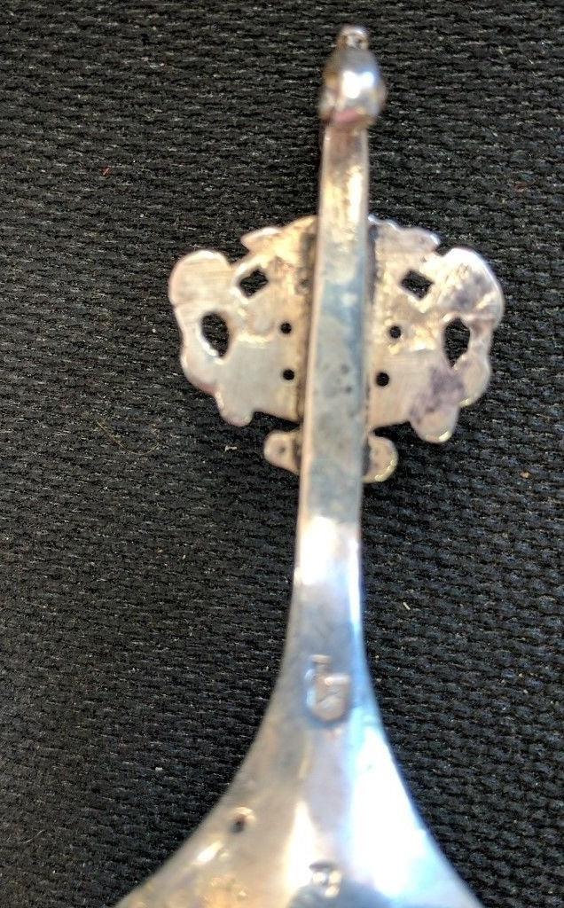 1892 Sterling Tea Caddy Spoon Dutch S B Landeck London Repousse Hallmarked