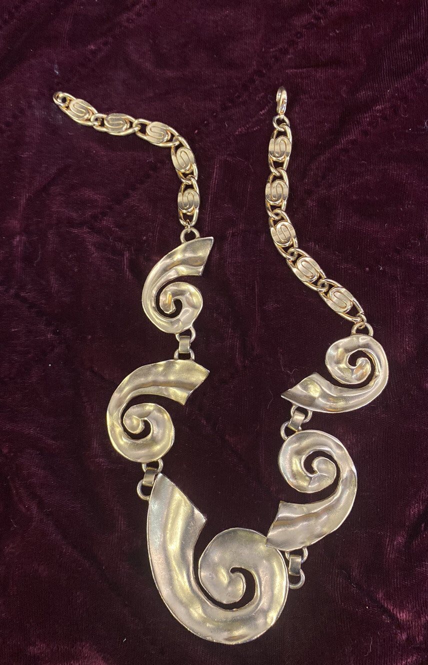 Retro Gold Plated 17" Necklace and Matching  Clip-on Earrings MCM