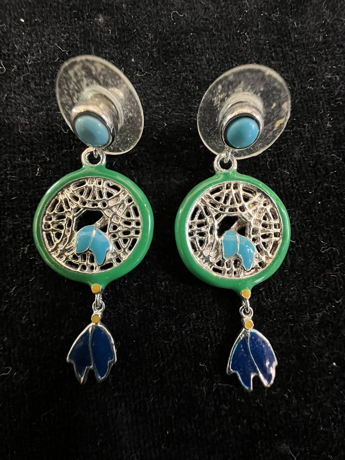 AMERICAN INDIAN CHARM BRACELET & Earrings W/ TEE-PEE, DREAM CATCHER, ARROW HEAD