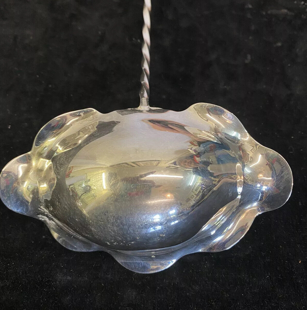 Rare Antique Rococo Twisted Handle Undulating Bowl Silverplated "17" Punch Ladle