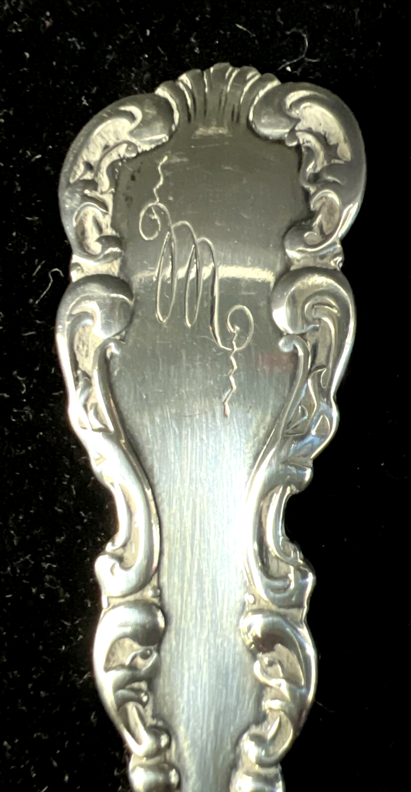 Louis XV  Sterling Grapefruit Spoon by Whiting Mfg  "Utica  Feb. 27 '92 Mono M"