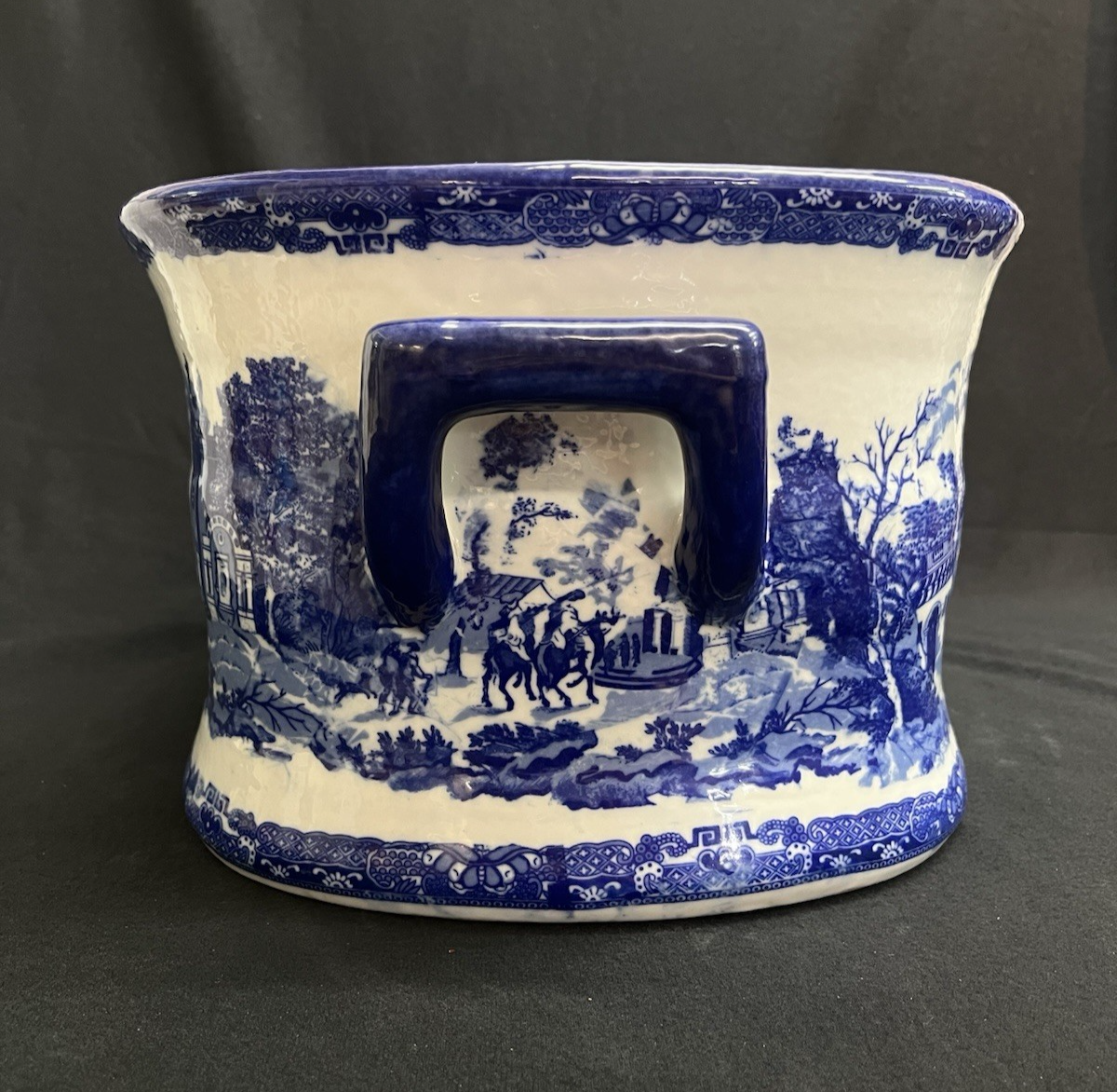 Victoria Ware Ironstone Chinoiserie Blue & White Porcelain Foot Bath 18" PB3