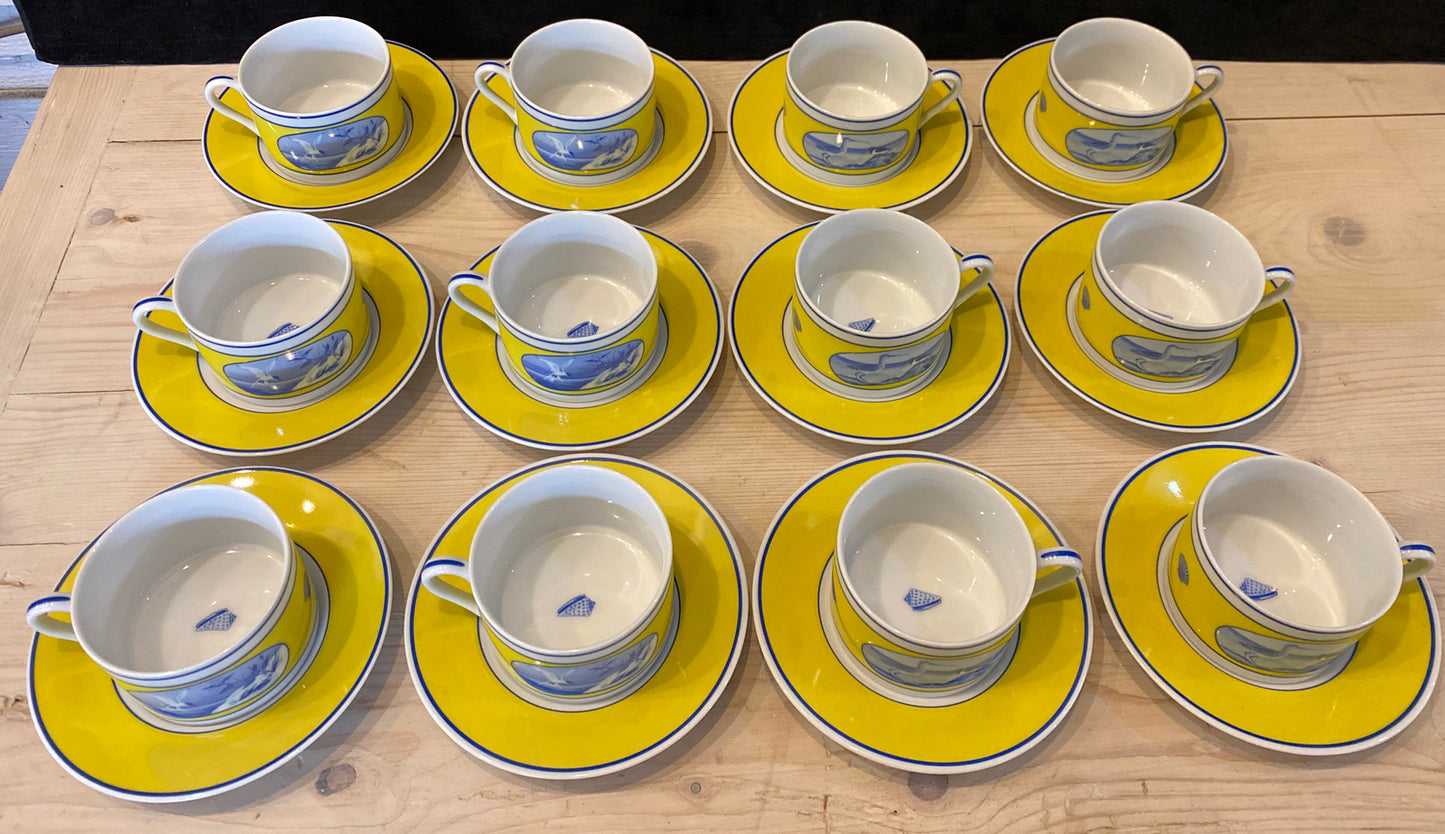 Costa Azzurra “Lynn Chase” Flat Coffee Tea Cup & Saucer  Beach