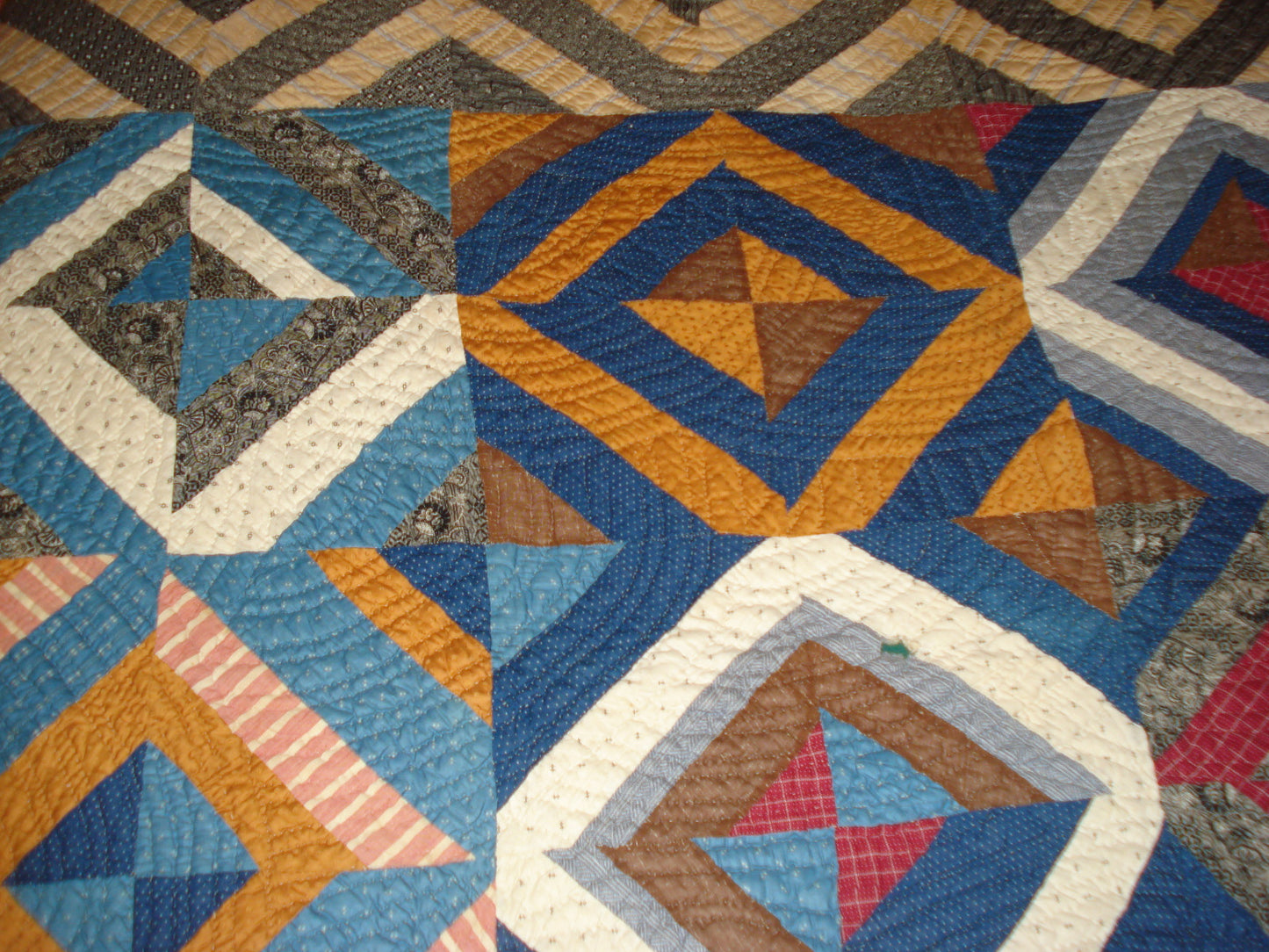 VINTAGE BLUE HANDSTITCHED PATCHWORK APPLIQUE CRAZY QUILT/BEDSPREAD/COMFORTER