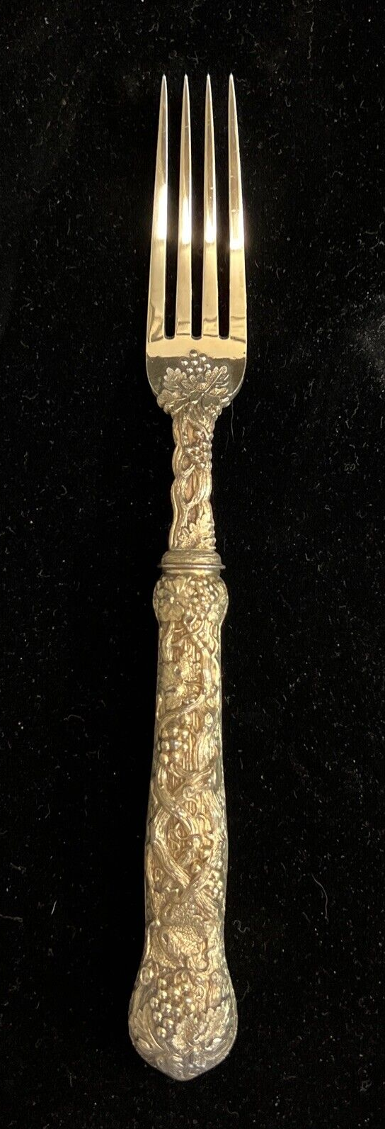 Ornate Gilt 3 Piece Dessert Set F Higgins Sterling Silver London 1896