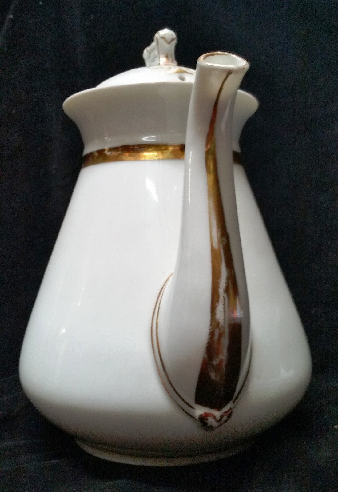 Early Charles Field  Haviland Coffee Pot-White/Gold Shape-1880's CFH/GDM