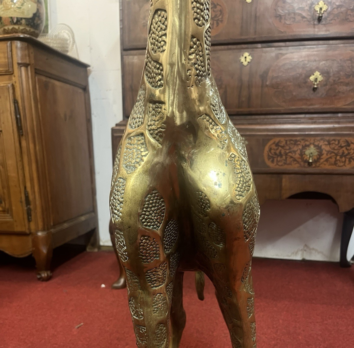 Mid Century Textured Polished Brass Giraffe Sculpture/Statue 49.5"