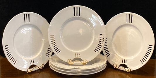 French Reticulated Siegle Malicorne White 12" Charger Plate Set Of 6