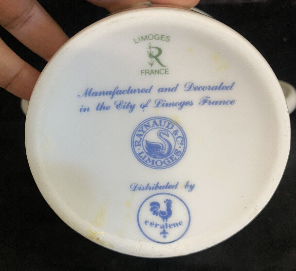 Raynaud Ceralene Crinoline Black Cream & Sugar Set Limoges France 1990 BH235G