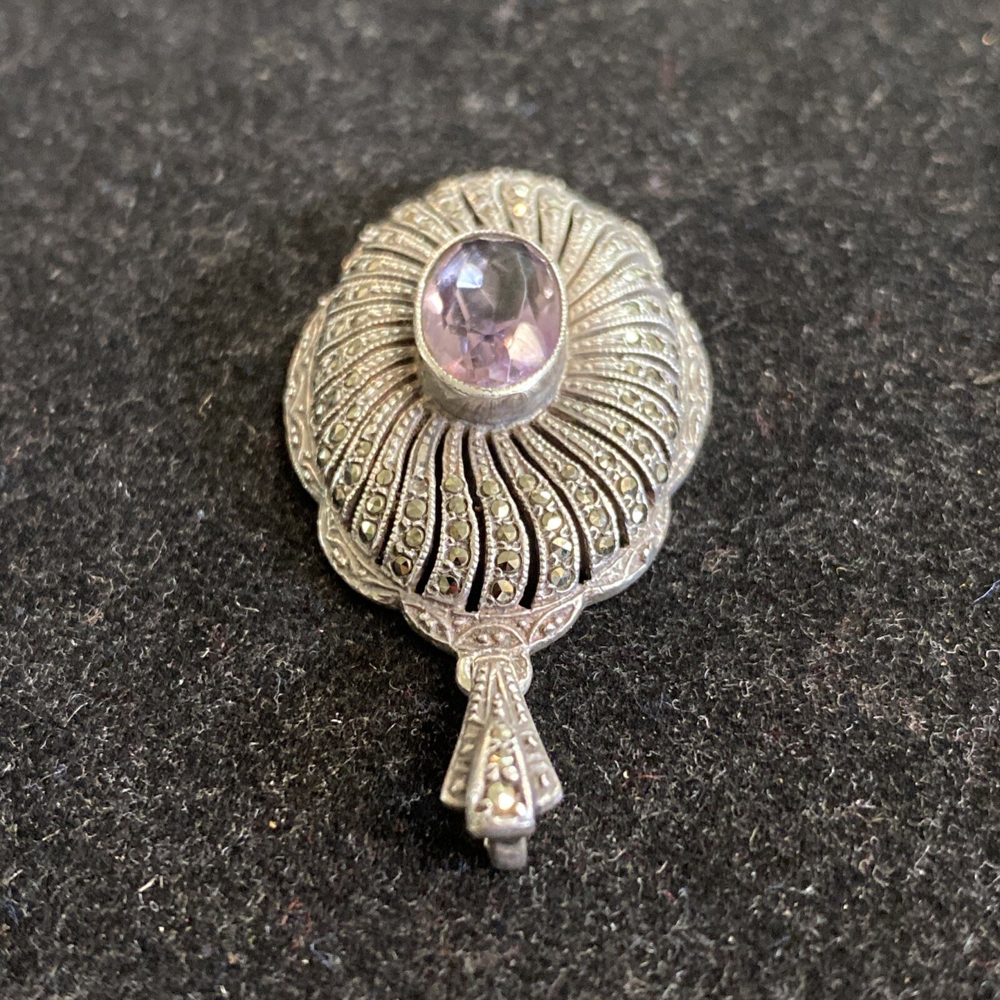 Victorian Sterling Silver & Amethyst Pendant 19th. Century 5.1g JM3