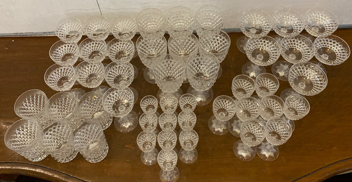 1875 Dorflinger Diamond Hob Saucer Champagne Brilliant Cut Glasses 4.75" BH313C