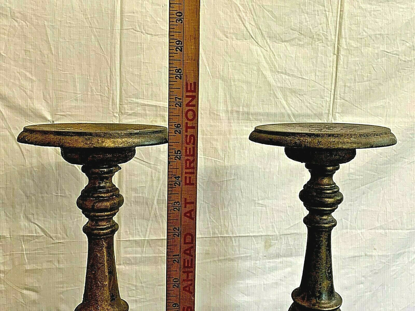 Vtg Brass Bronze Large H 26"Candlesticks Decorative Altar Sticks 12 lbs each