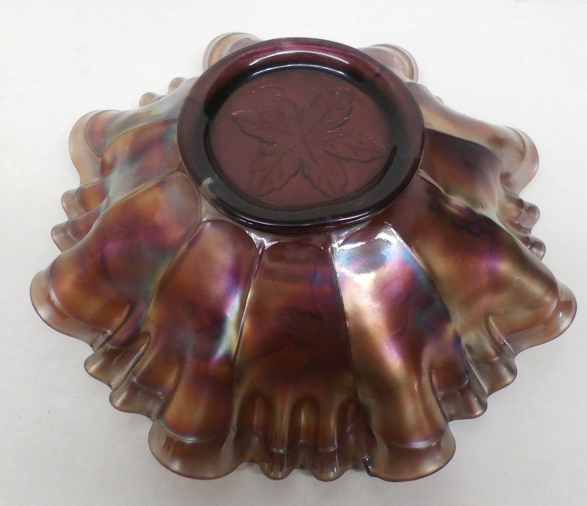 Fenton Amethyst 1907 "Vintage" Grape and Leaves Carnival Glass Bowl 8 1/2"