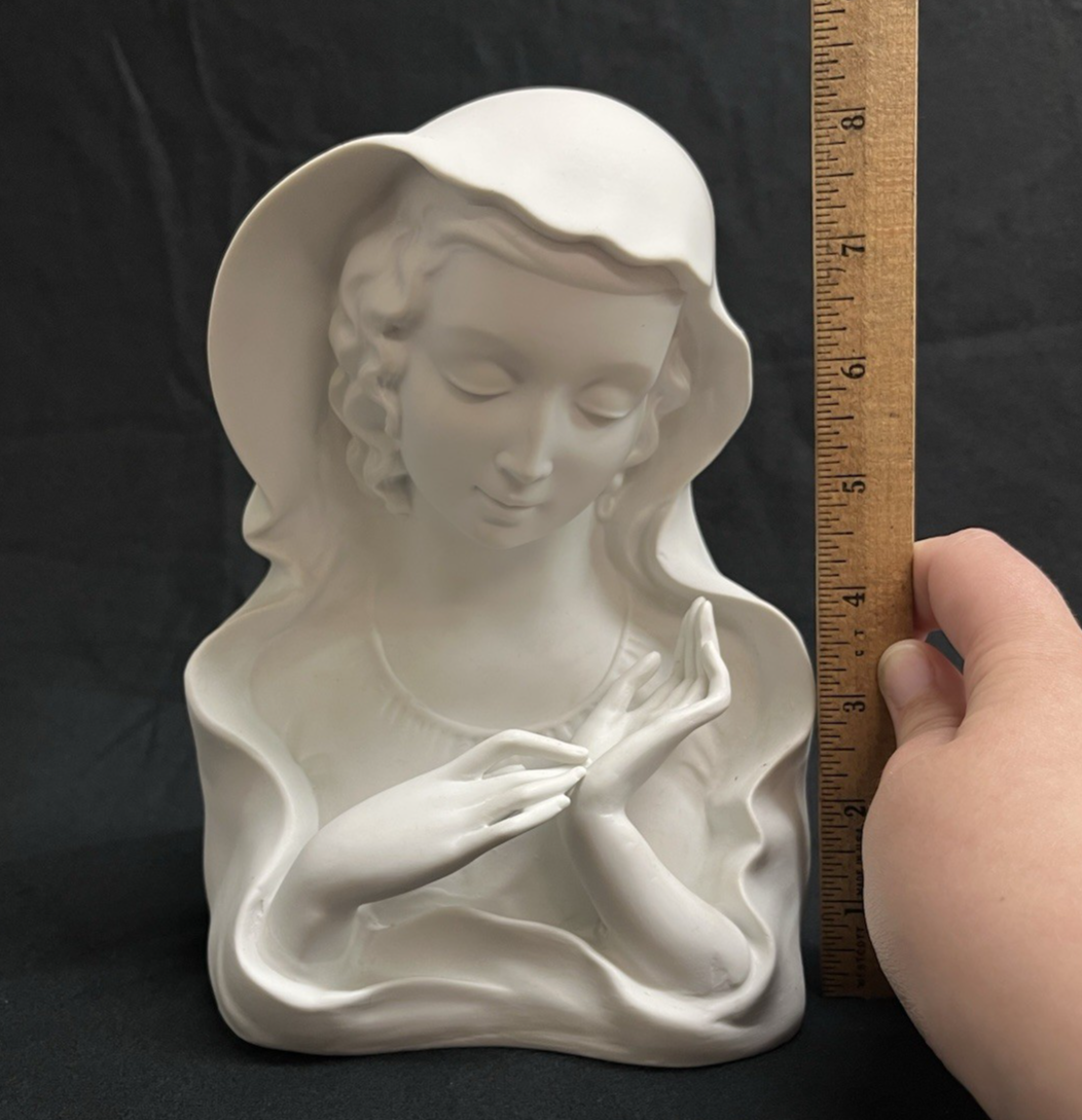German Gerold Porzellan Bavaria Bisque Porcelain Virgin Mary Stigmata Pose Bust