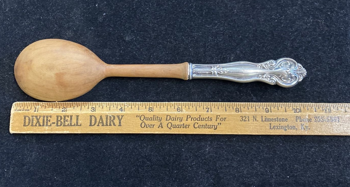 Frank M. Whiting Sterling "Lily" 10 1/4" Wooden Salad Serving Set