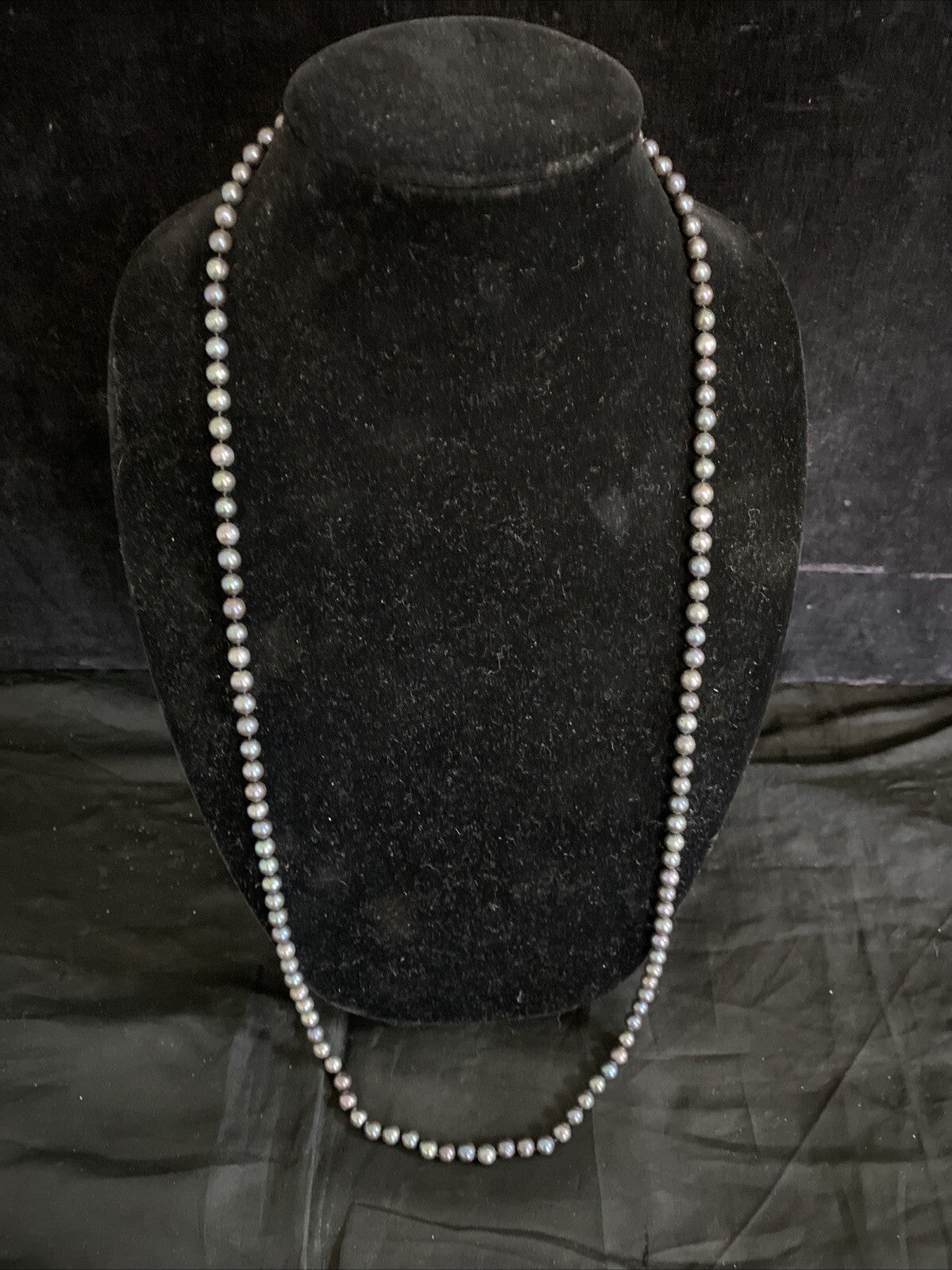 Cultured Tahitian Black South Sea Pearl Necklace, 36in, 14k gold clasp, 6.5mm