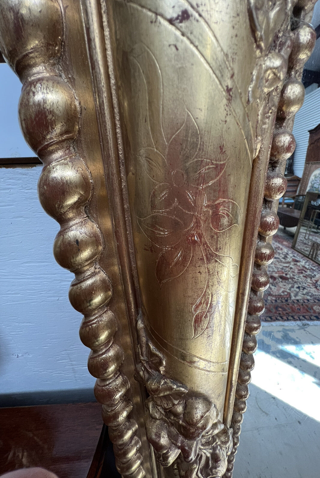 83" High ANTIQUE FRENCH LOUIS PHILIPPE PERIOD GILT GOLD WOOD MIRROR