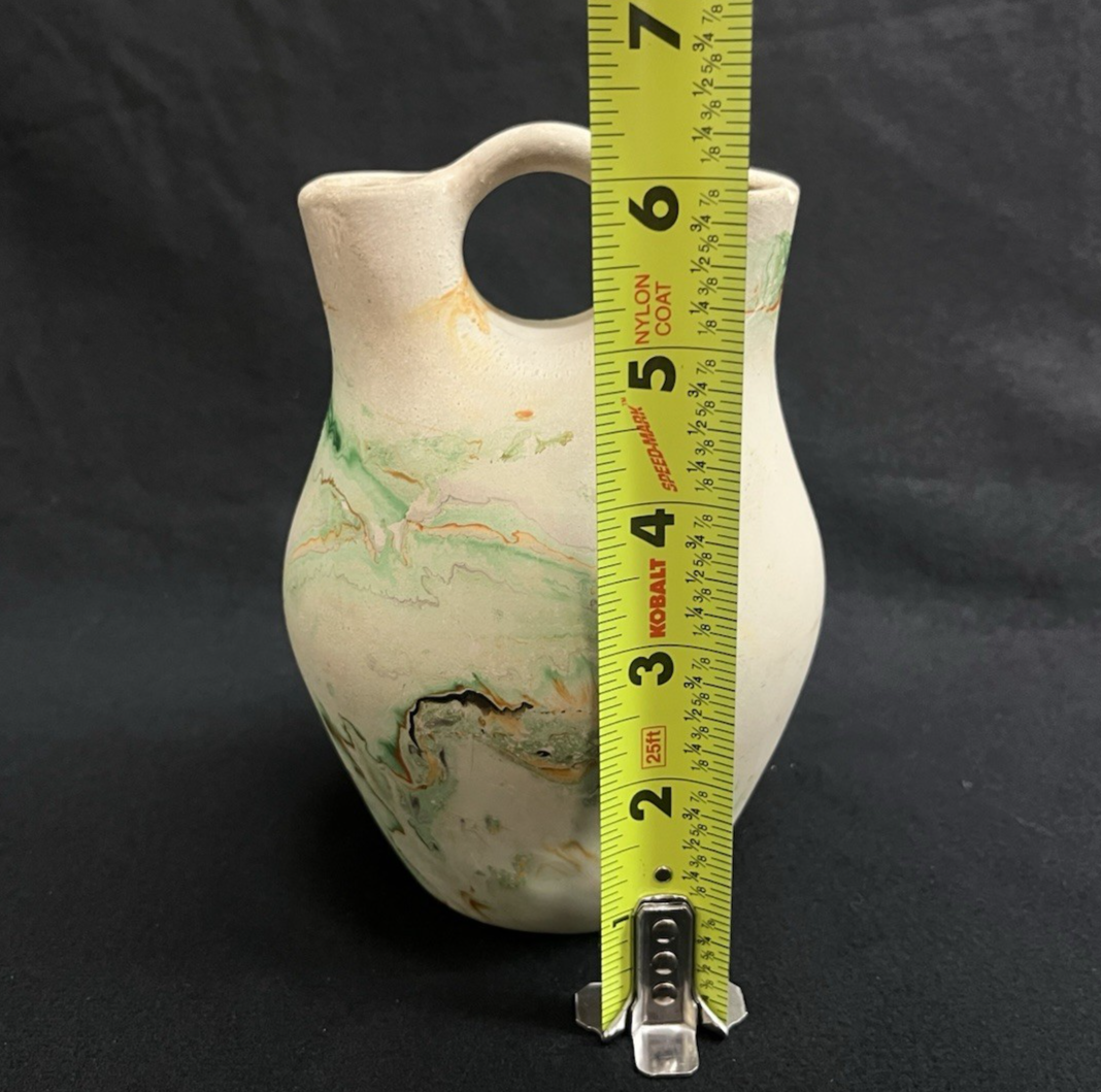 Signed Nemadji Pottery Southwestern Double Spout Wedding Vase Jug 6.25"