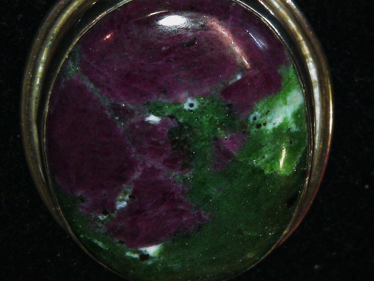 925 Sterling Silver Large Ruby Zoisite & Garnet Gemstone Pendant 20.6g