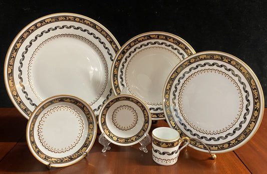 Richard Ginori Pincio Blak Black Place Setting Dish Set Of 6