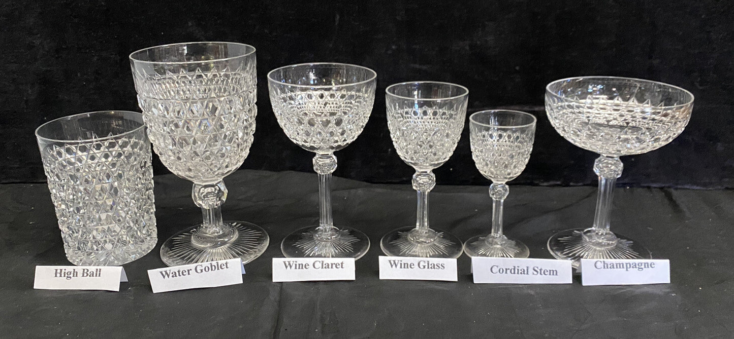 1875 Dorflinger Hob Diamond 4 Wine Glass 4.75" same as White House