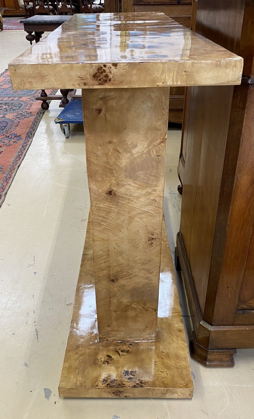 Art Deco Inspired Burled Birds Eye Maple Entryway Console 20th C. A5