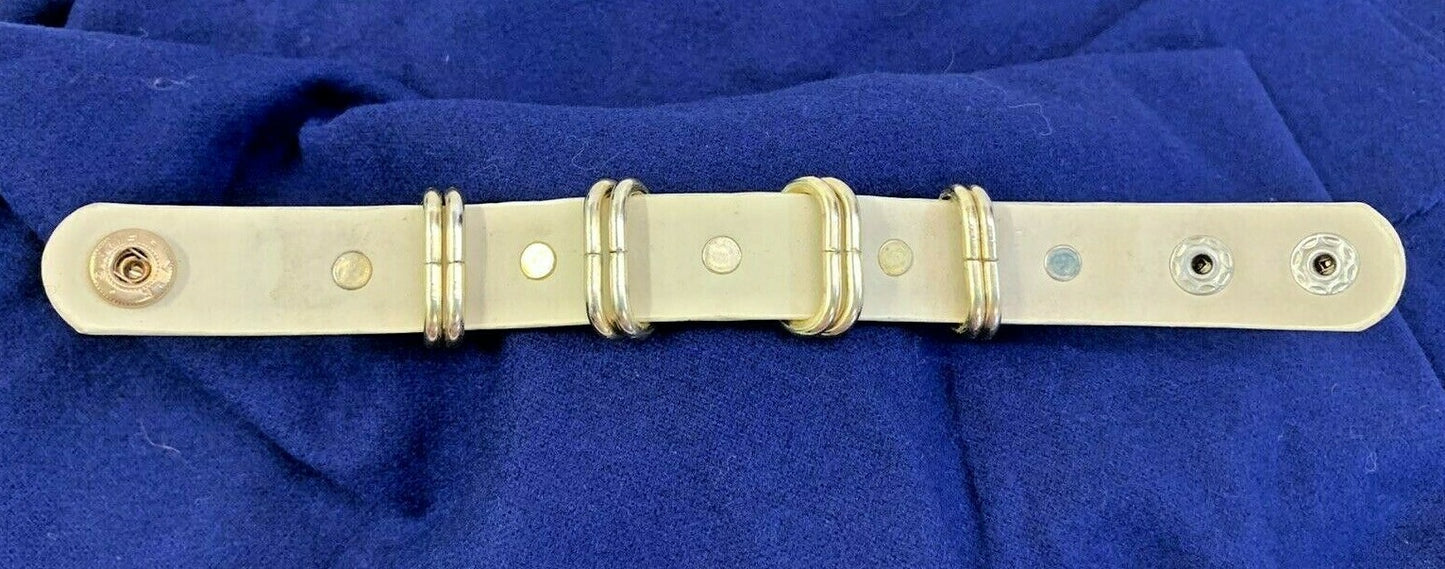 Yik Fung Genuine Leather Clear Rhinestone Studded Gold Tone Snap Bracelet