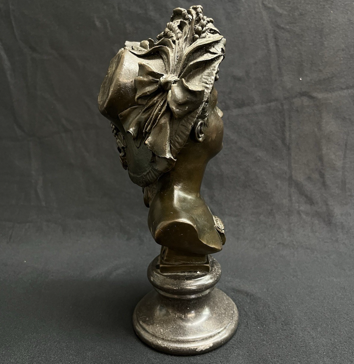 A. Carrier Belleuse European Bronze Bust on Marble Base Victorian Woman