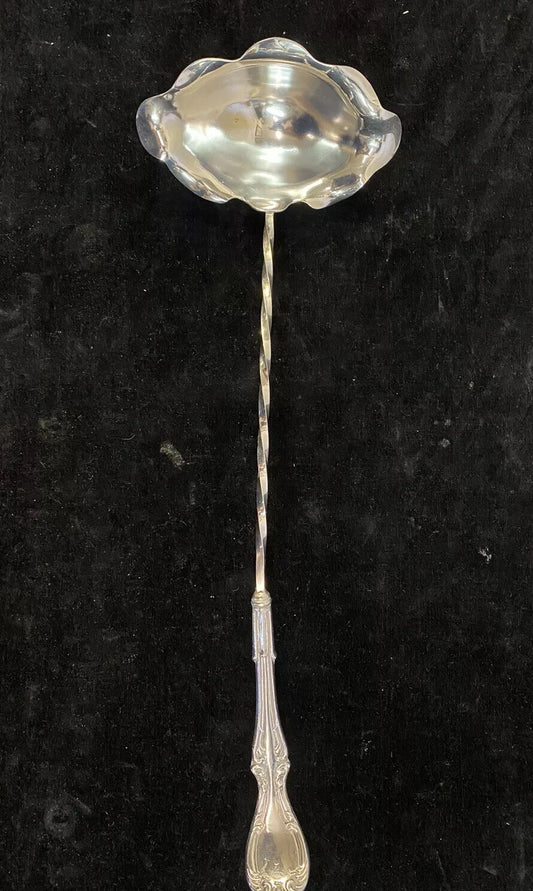 Rare Antique Rococo Twisted Handle Undulating Bowl Silverplated "17" Punch Ladle