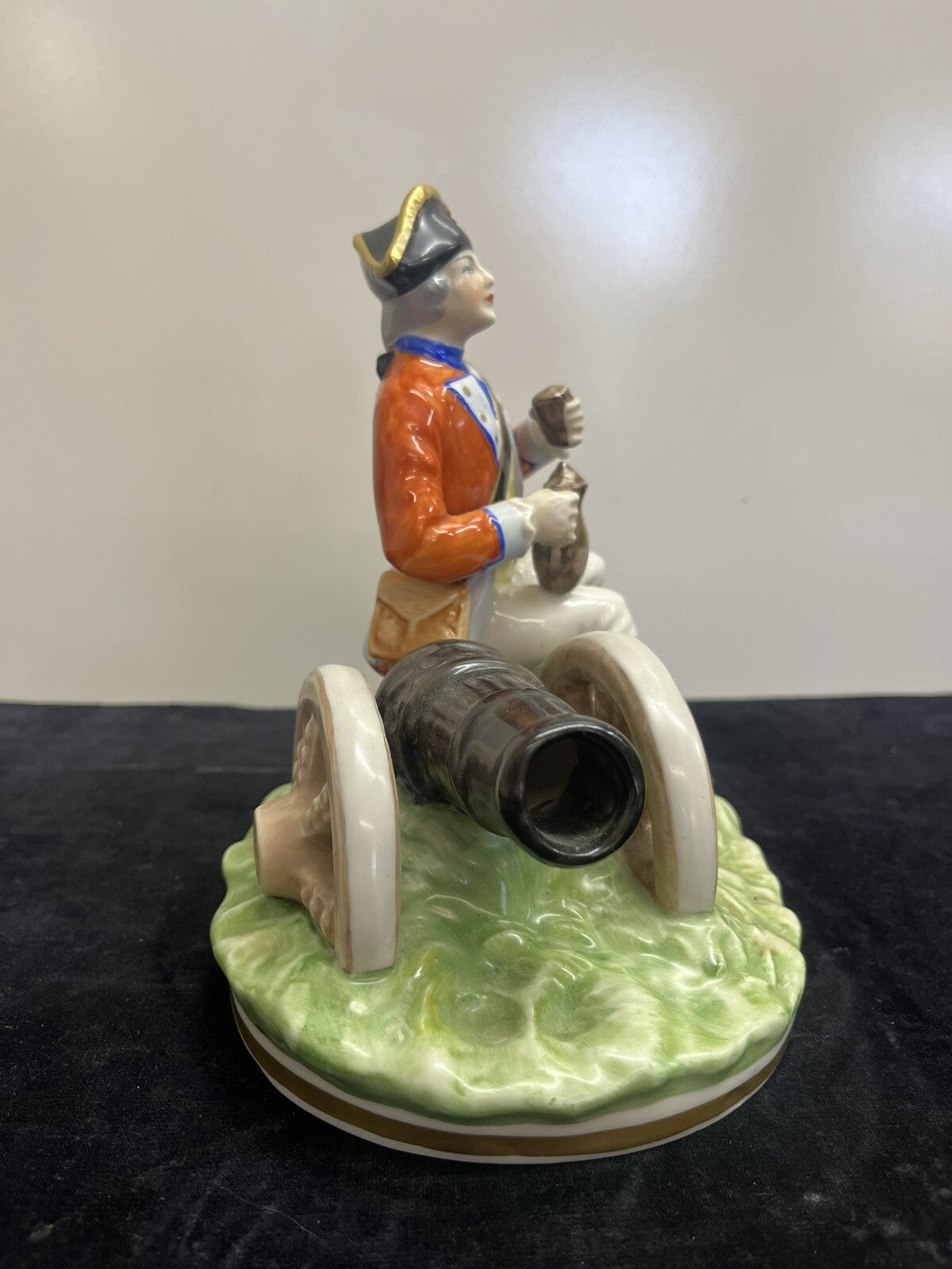 1839 Capodimonte Porcelain Soldier with Cannon 7.5" Tall