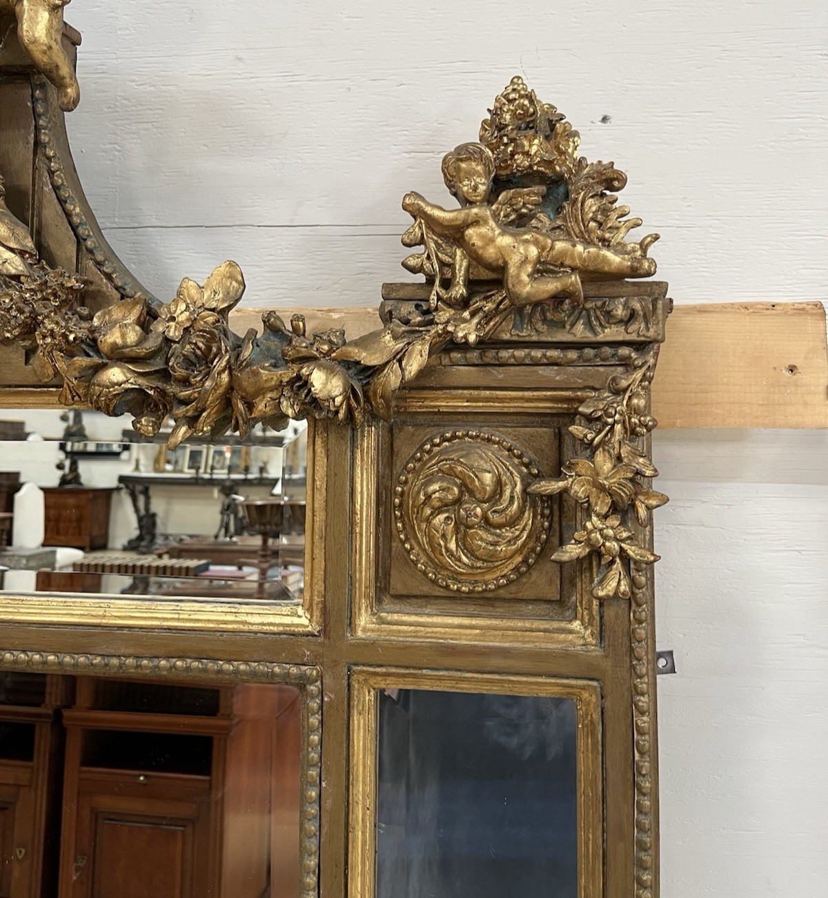 81" X 46" PAIR OF PALATIAL LOUIS XVI STYLE GILT GOLD PARCLOSE PIER WALL MIRRORS