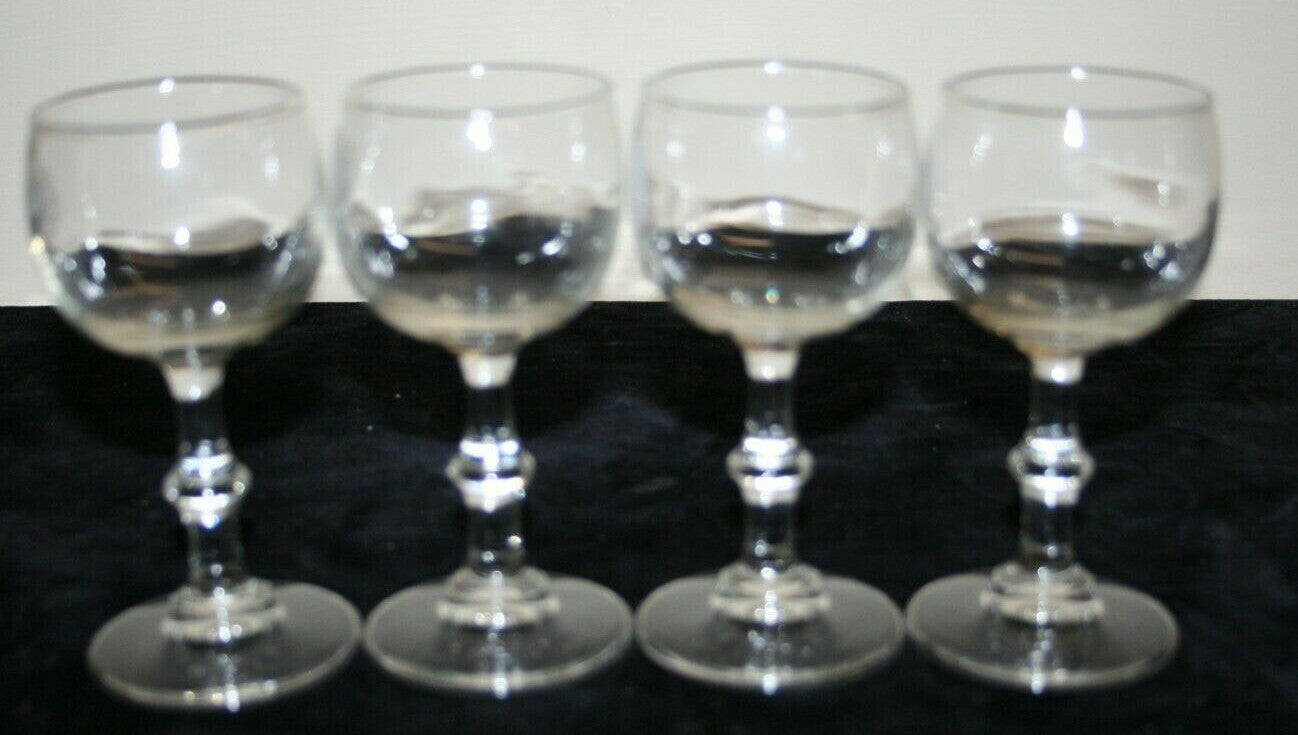 Set of 4 Original Box Paul Masson Rare Cream Sherry Glasses Engraved H 5" 2-3 oz
