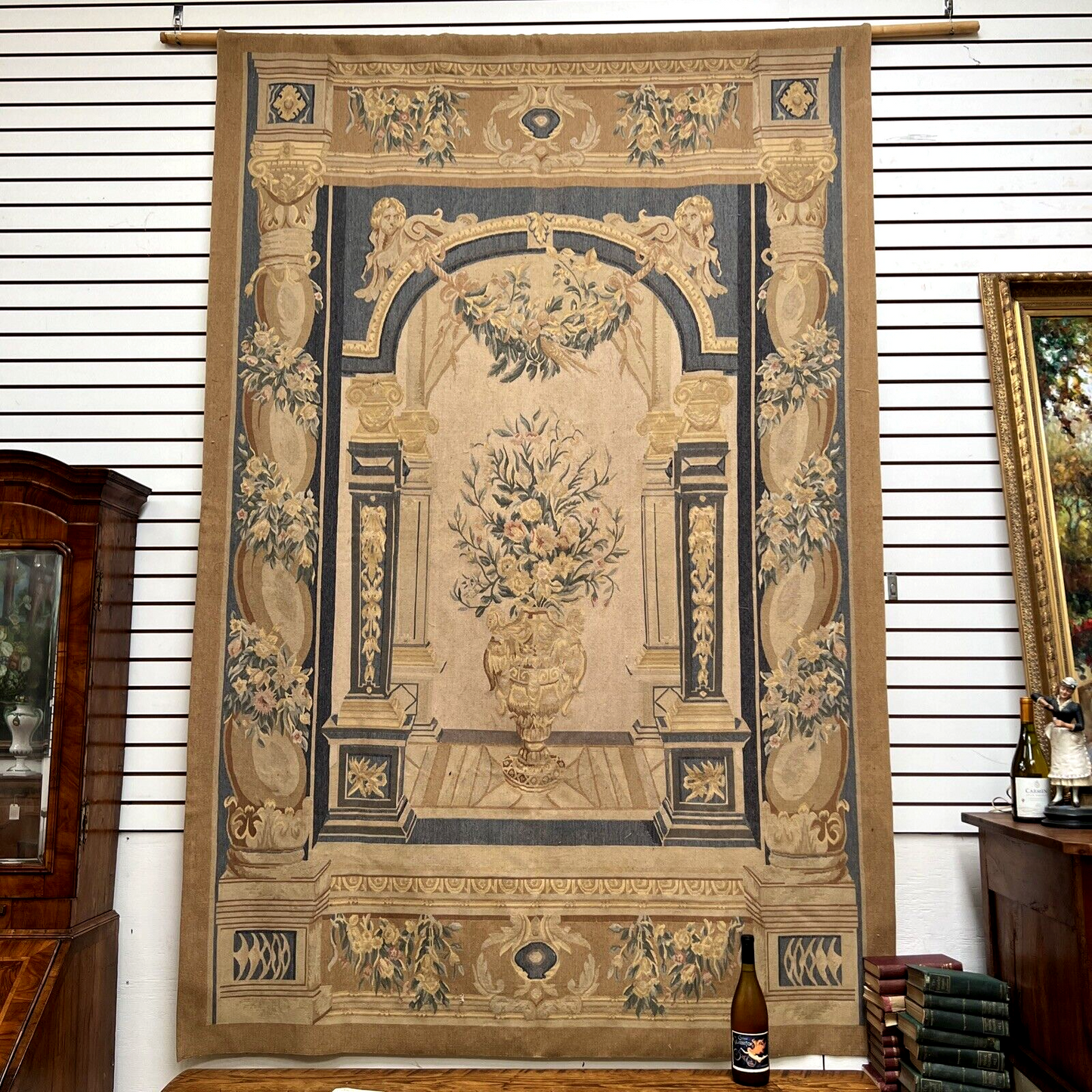 20th Century Aubusson Tapestry Wall Hanging  Hand Tied 9 ft x 6 ft