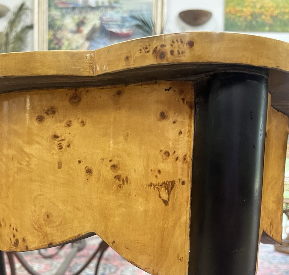 PAIR OF MODERN ART DECO BURL BIRDS EYE MAPLE SIDE END SOFA TABLES
