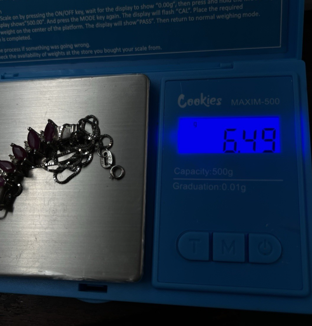 14k White Gold 0.21ct Diamond and 2.53ct Red Ruby Collar Necklace 50% off retail