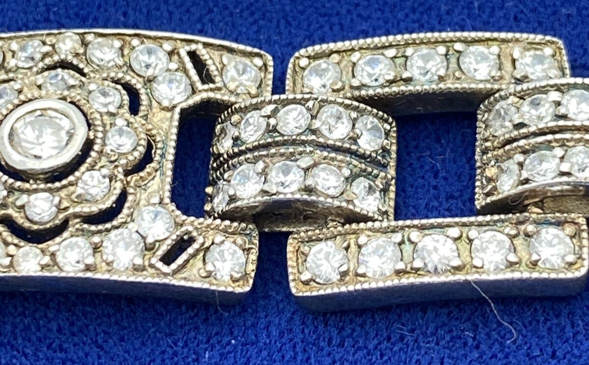 Vintage Sterling Diamante Rhinestone 7.5 "  Bracelet looks like diamonds