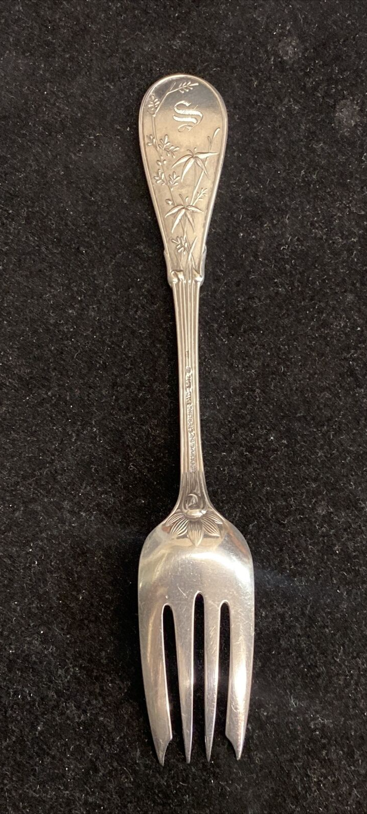 Japanese by Tiffany & Co Sterling Silver 6 3/4" Four Tine Salad Fork RARE mono S