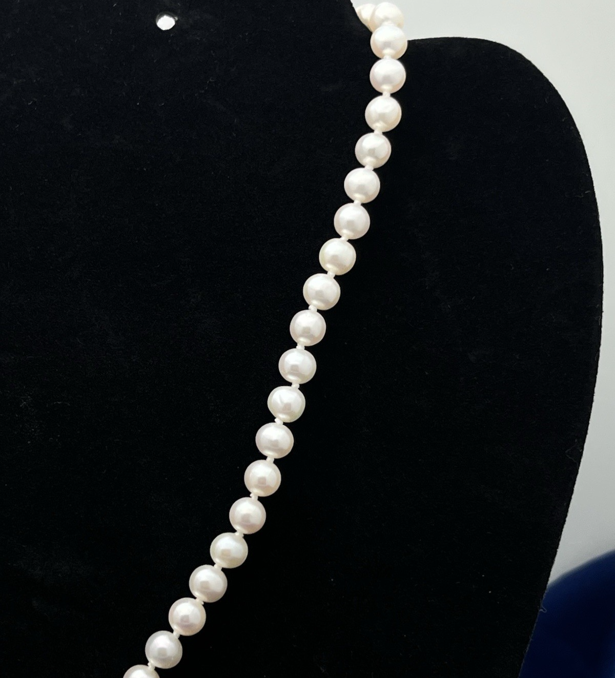 Kay Jewelers Sterling Cultured Pearl 17.25" Necklace w/ Lab Created Sapphires