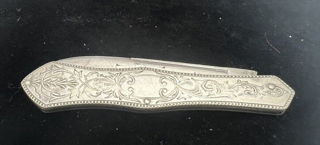 Antique Wm William Rogers Sterling Folding Fruit Knife 1890's Orig Box Seaman NY