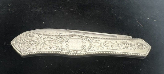 Antique Wm William Rogers Sterling Folding Fruit Knife 1890's Orig Box Seaman NY