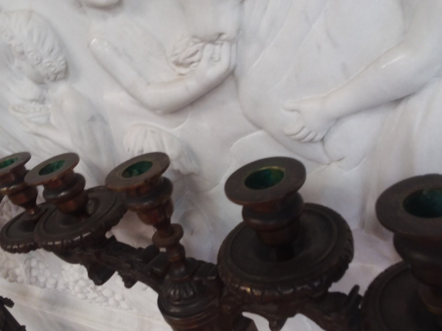 Pair Antique Bronze 5 light Candlesticks H 20" x W 18.5" Tripod Base Beautiful