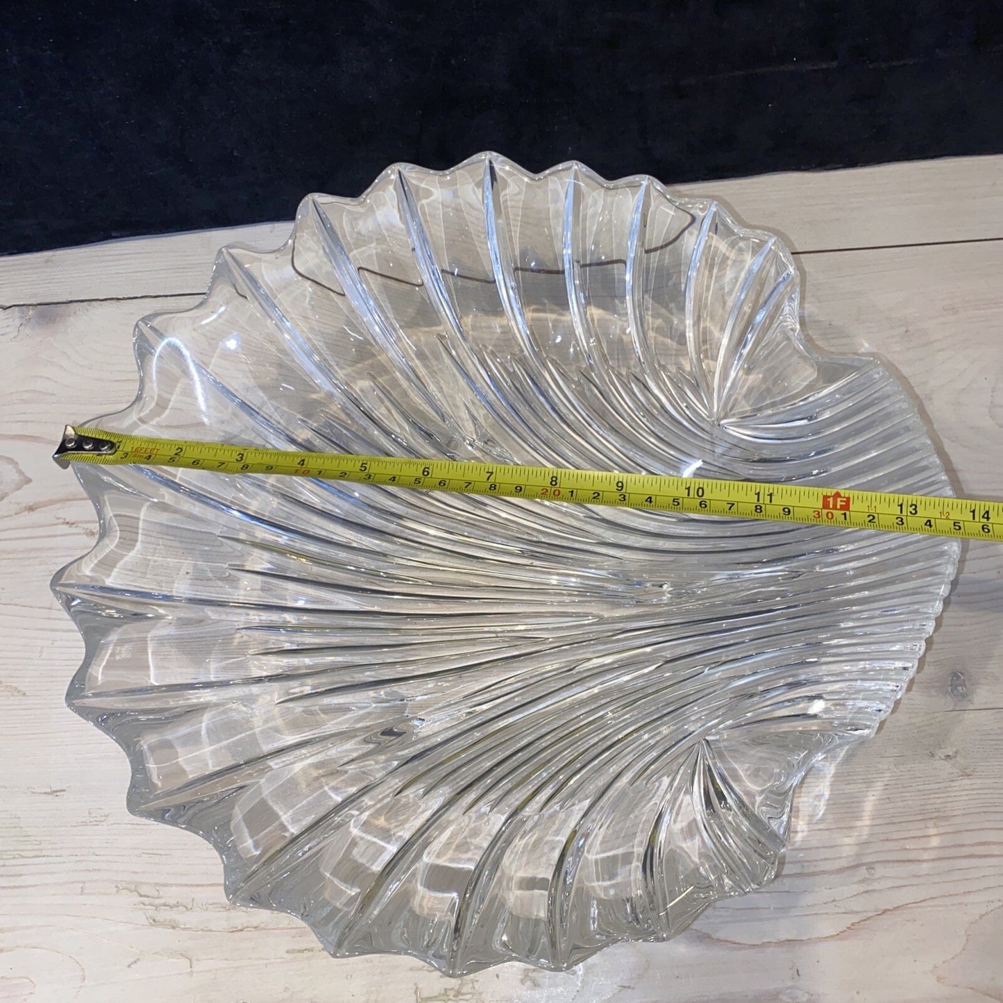 13 3/4" CJR Riedel Scallop Shell Shaped Clear Serving Display Bowl