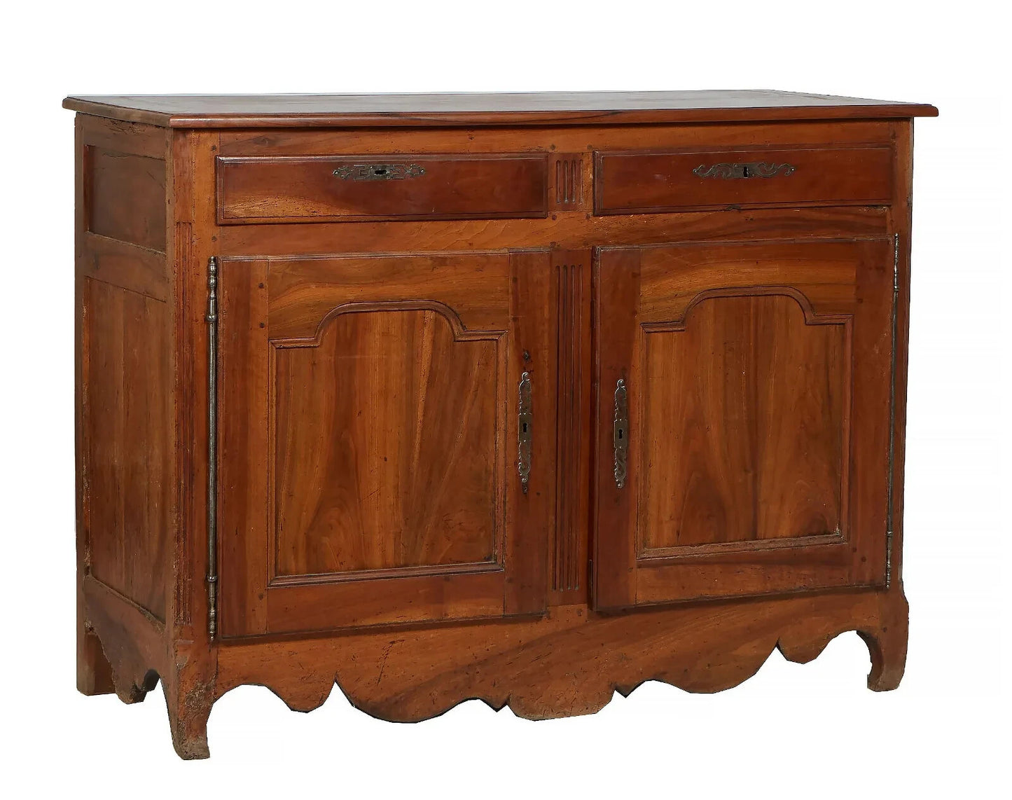 Antique French Louis XV Philippe Figured Walnut Chest Commode Sideboard Server