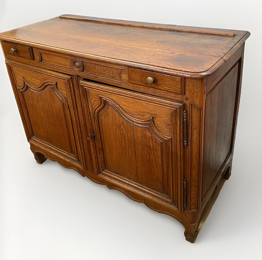 Antique French Oak Provincial Louis XV Carved Commode Chest Sideboard