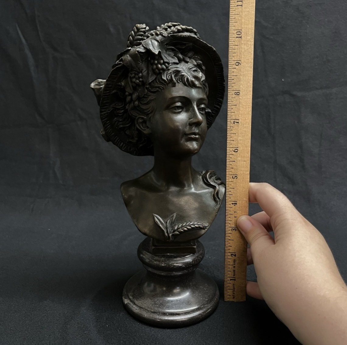A. Carrier Belleuse European Bronze Bust on Marble Base Victorian Woman