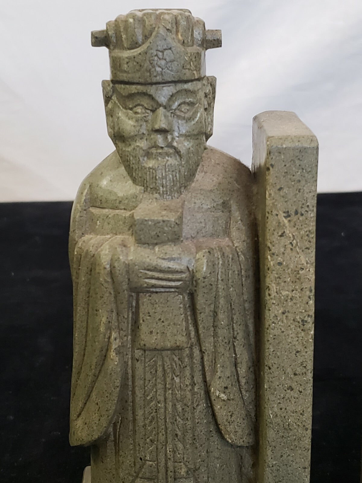 Pair of Jade Chinese Men Scholar Warrior Bookends H 7"  weighs 4 lb 4 oz